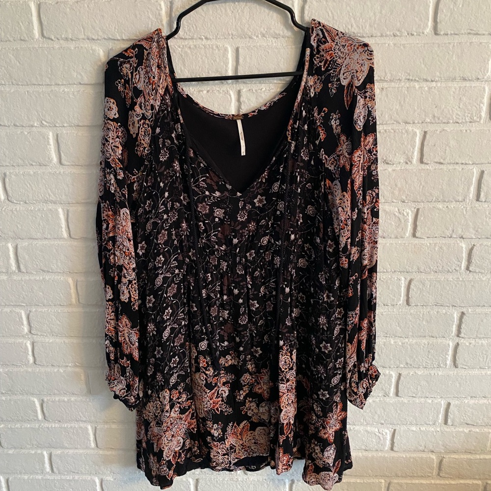 Free People Black and Red Floral Dress